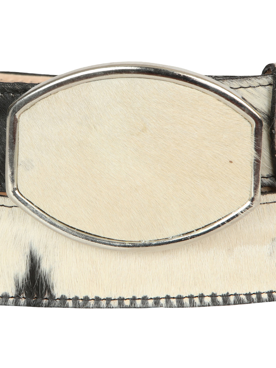 El General Men’s Western Belt - Cowhide Hair Print - Black/White  45681