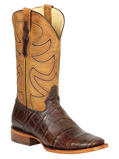 El General Men’s Rodeo Boots - Crocodile Print - Brown 45765