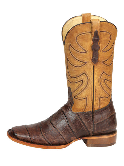 El General Men’s Rodeo Boots - Crocodile Print - Brown 45765