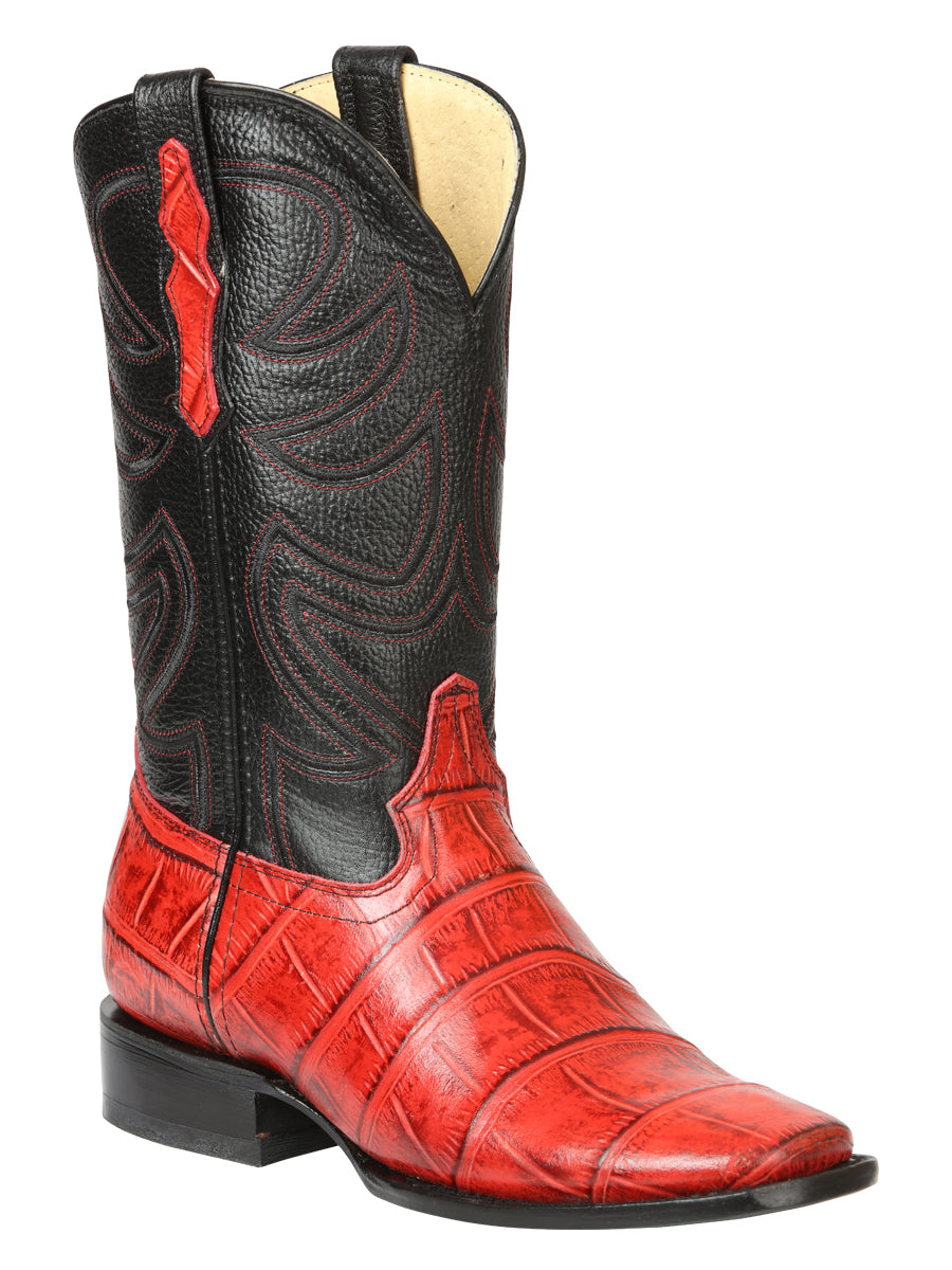 El General Men’s Rodeo Boots - Crocodile Print - Red 45766