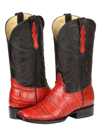 El General Men’s Rodeo Boots - Crocodile Print - Red 45766