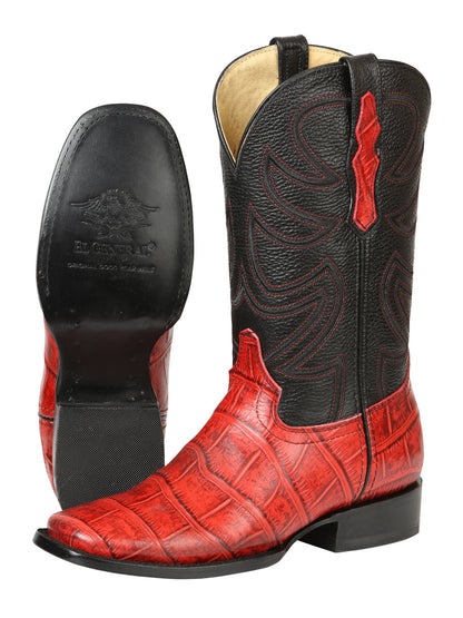 El General Men’s Rodeo Boots - Crocodile Print - Red 45766