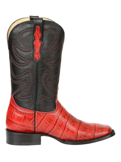 El General Men’s Rodeo Boots - Crocodile Print - Red 45766