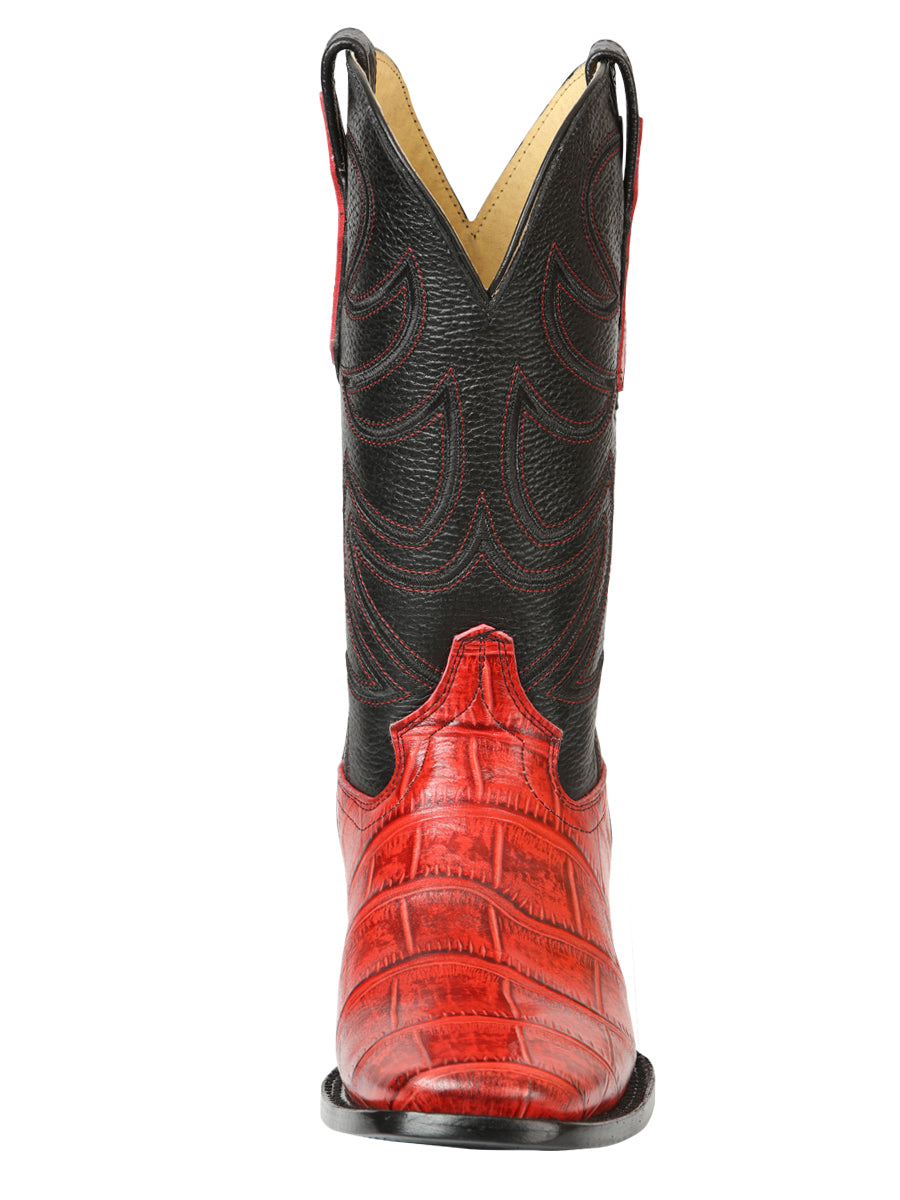 El General Men’s Rodeo Boots - Crocodile Print - Red 45766