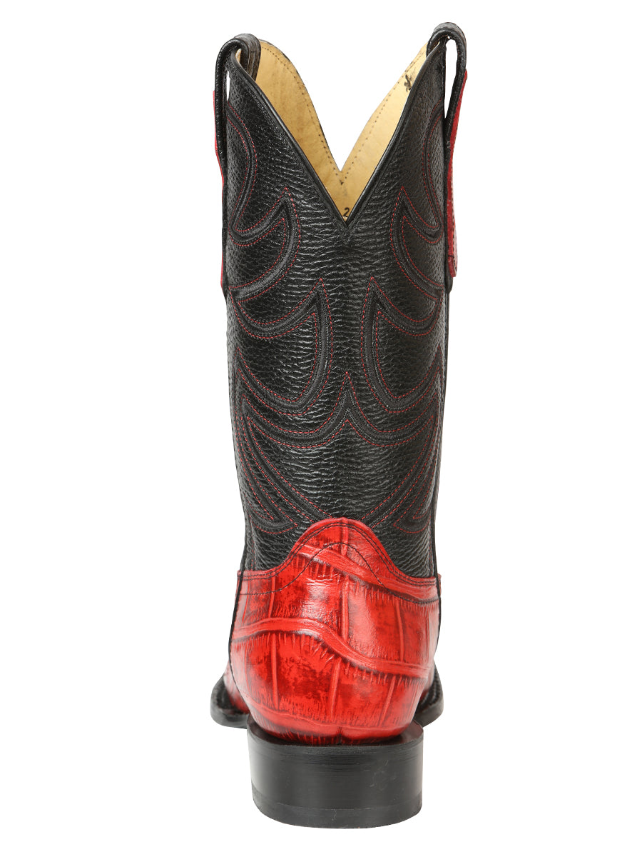 El General Men’s Rodeo Boots - Crocodile Print - Red 45766