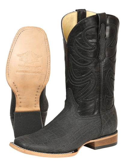 El General Men’s Rodeo Boots - Elephant Print - Black/Gray 45768