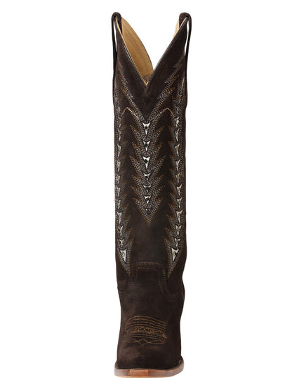 El General Women’s Embroidered Western Boots - Dark Brown  45789