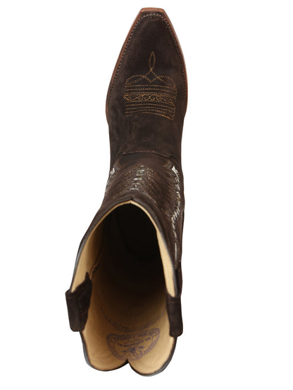 El General Women’s Embroidered Western Boots - Dark Brown  45789