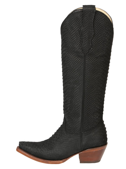 El General Women’s Western Boots Python Print - Black 45791