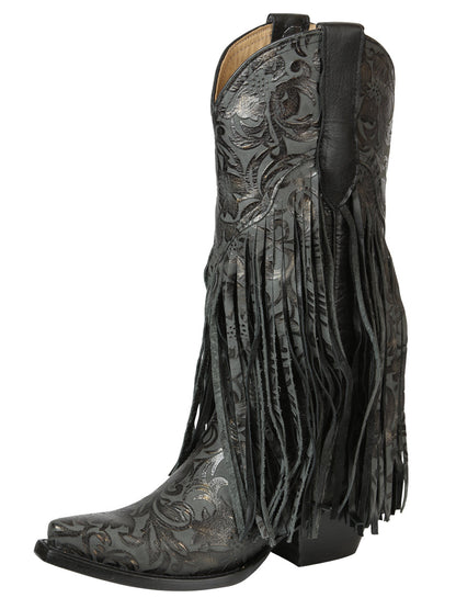 El General Women’s Fringe Western Boots - Black 45796