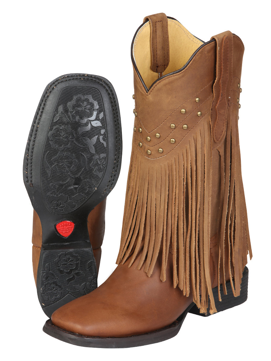 El General Women’s Fringe Western Boots - Honey 45799