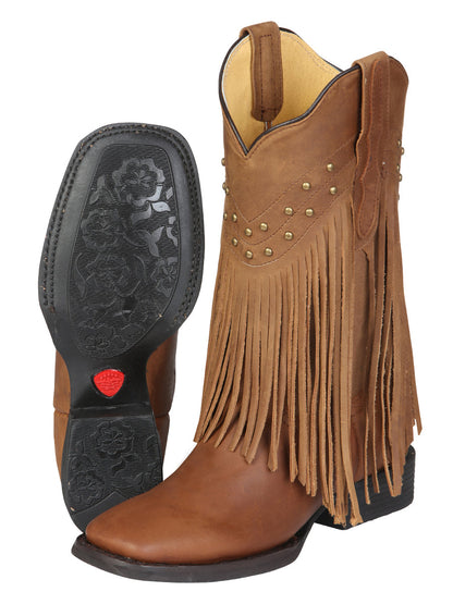 El General Women’s Fringe Western Boots - Honey 45799