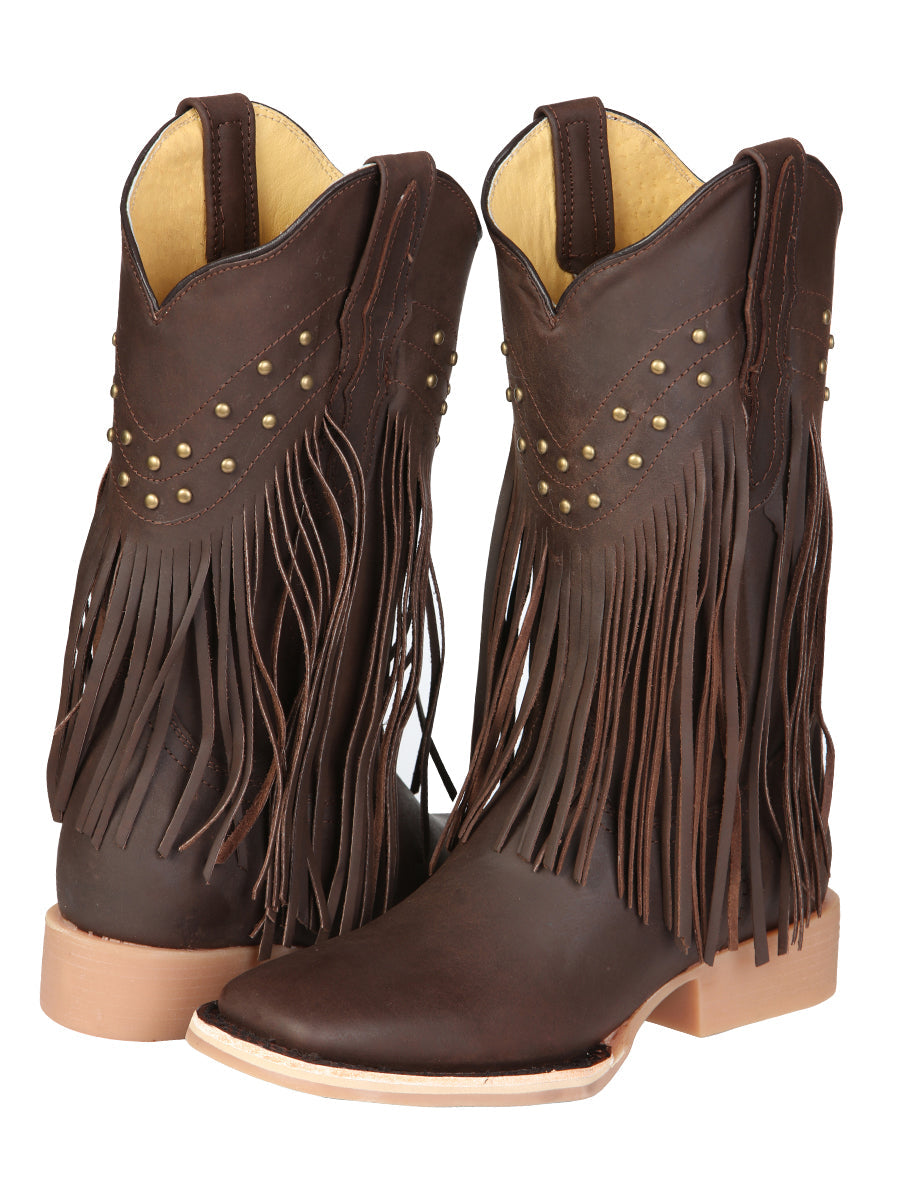 El General Women’s Fringe Western Boots - Brown 45800