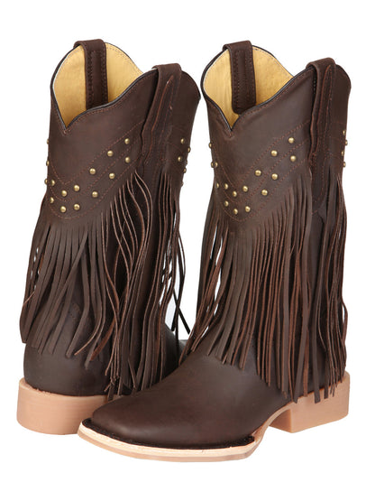 El General Women’s Fringe Western Boots - Brown 45800