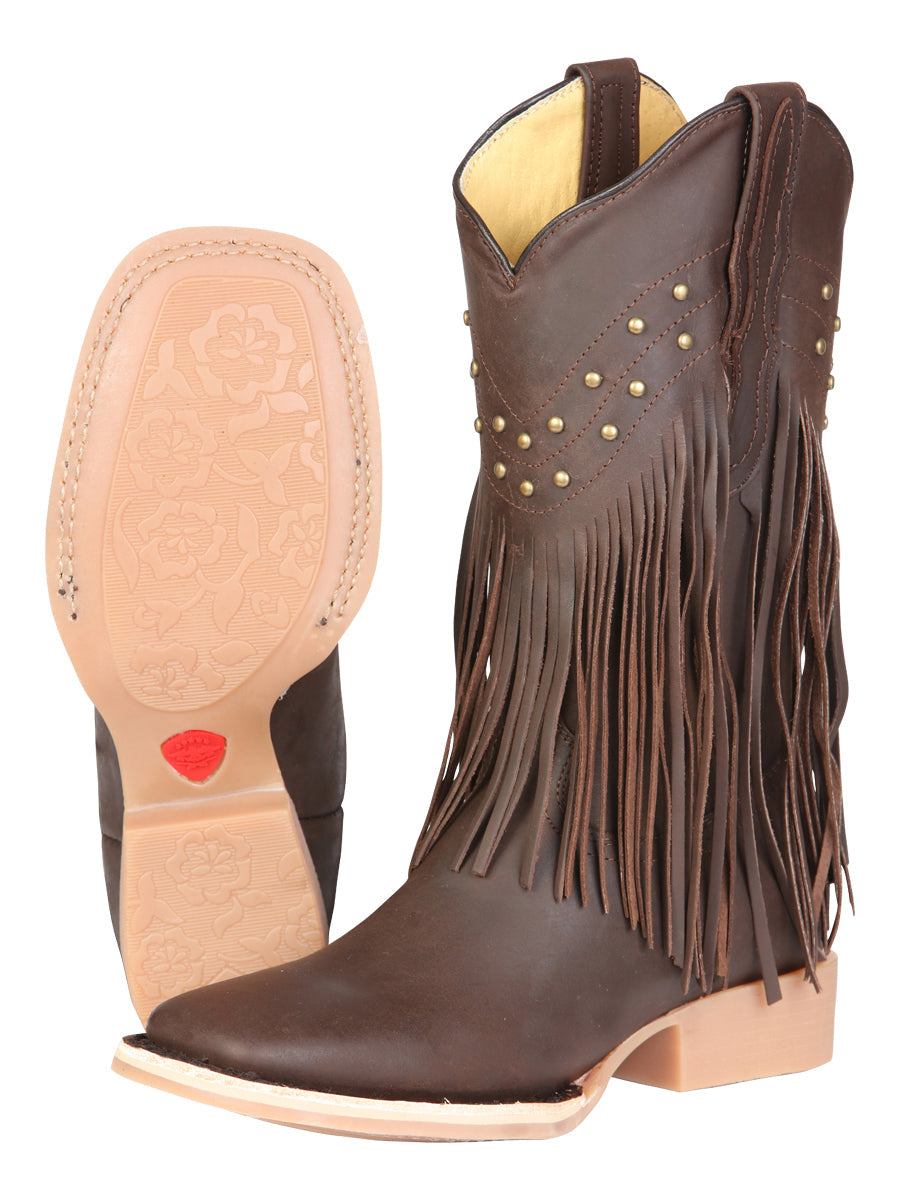 El General Women’s Fringe Western Boots - Brown 45800