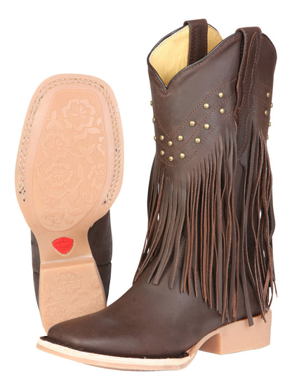 El General Women’s Fringe Western Boots - Brown 45800