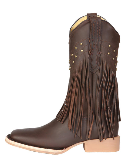 El General Women’s Fringe Western Boots - Brown 45800