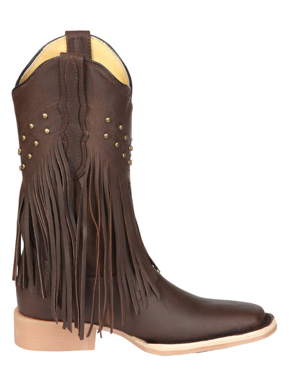 El General Women’s Fringe Western Boots - Brown 45800