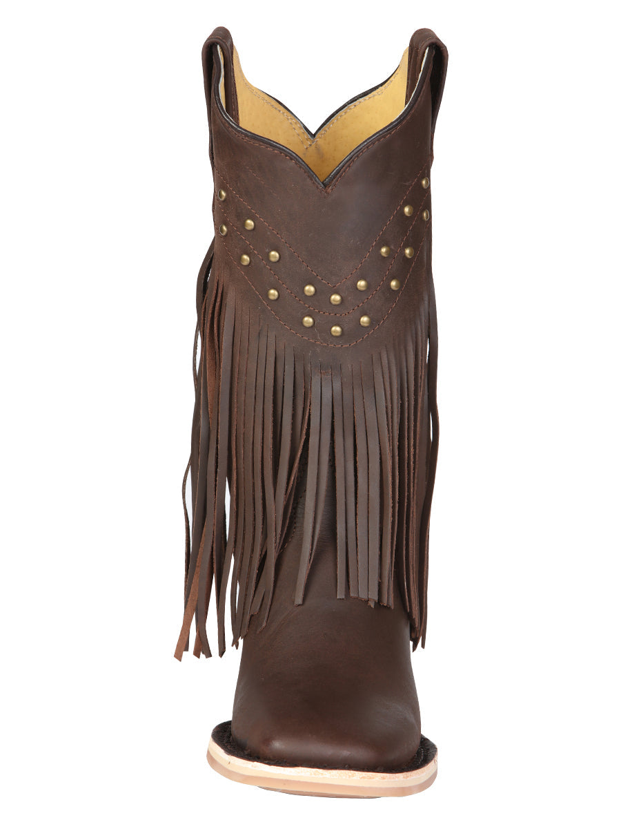 El General Women’s Fringe Western Boots - Brown 45800