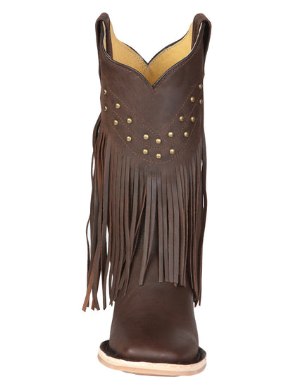El General Women’s Fringe Western Boots - Brown 45800