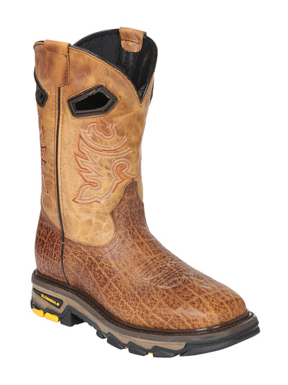 Men's El General Work Boot Elephant Print Leather - Honey 45807
