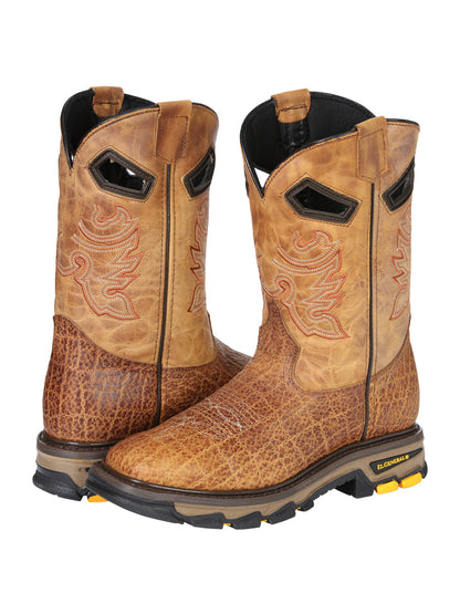 Men's El General Work Boot Elephant Print Leather - Honey 45807