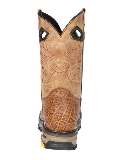 Men's El General Work Boot Elephant Print Leather - Honey 45807