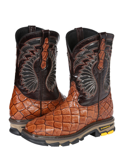 Men's El Geneal Work Boot Monster Fish Print Leather - Cosnac  45808