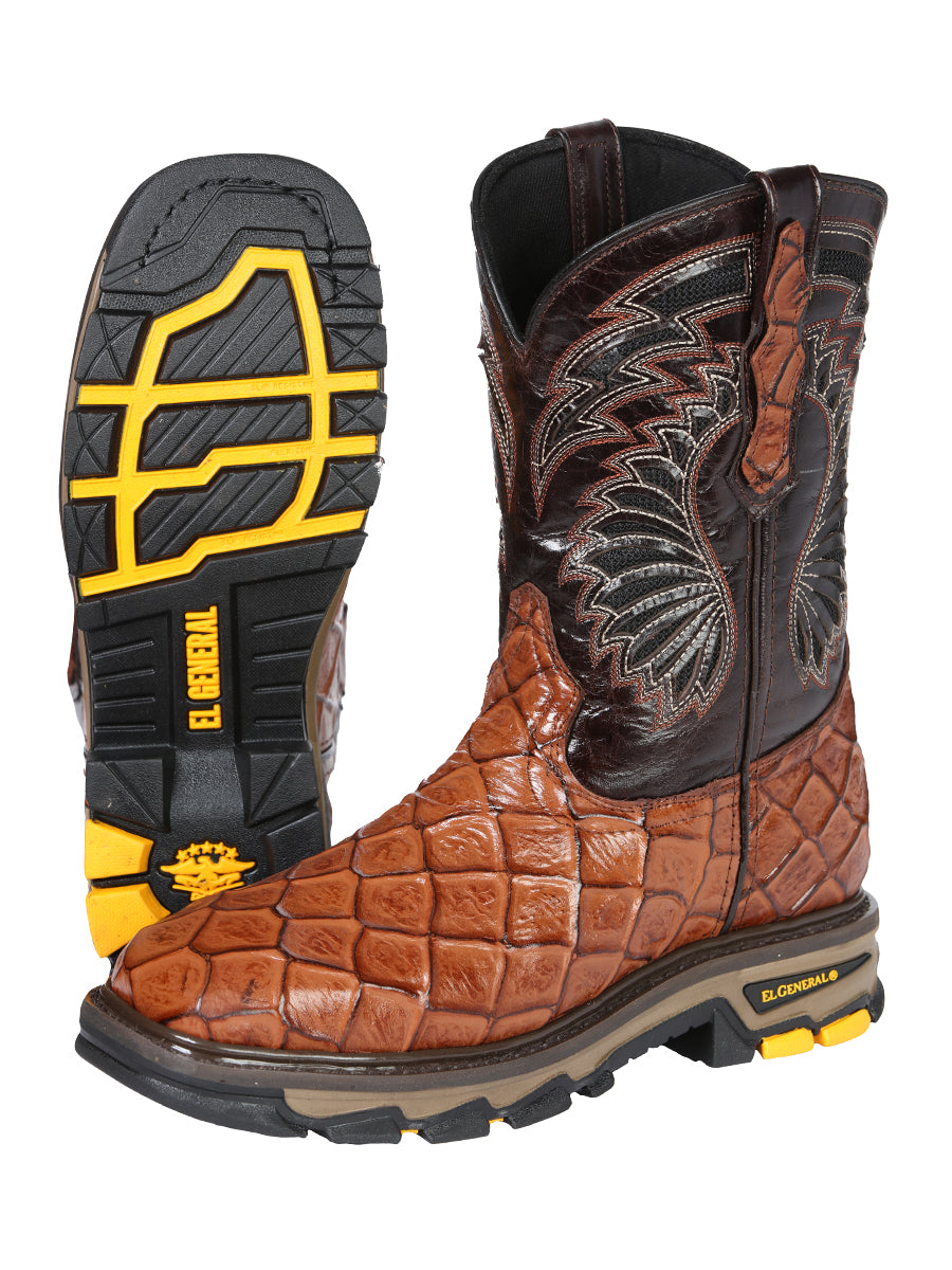 Men's El Geneal Work Boot Monster Fish Print Leather - Cosnac  45808