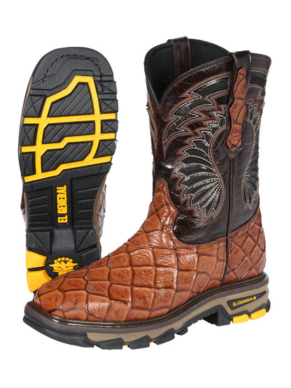 Men's El Geneal Work Boot Monster Fish Print Leather - Cosnac  45808
