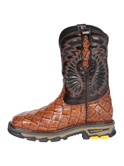 Men's El Geneal Work Boot Monster Fish Print Leather - Cosnac  45808