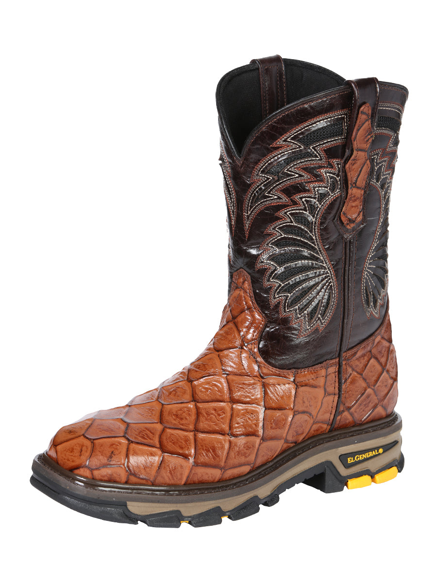 Men's El Geneal Work Boot Monster Fish Print Leather - Cosnac  45808