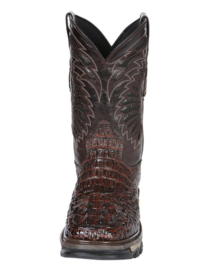 Men's El General Work Boot Caiman Print Leather - Brown 45813
