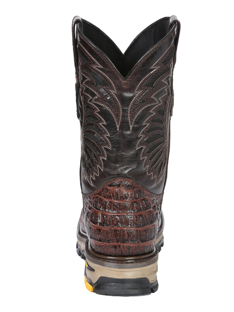 Men's El General Work Boot Caiman Print Leather - Brown 45813