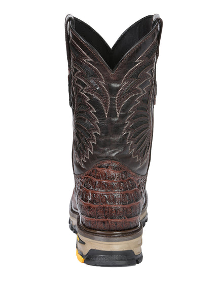 Men's El General Work Boot Caiman Print Leather - Brown 45813