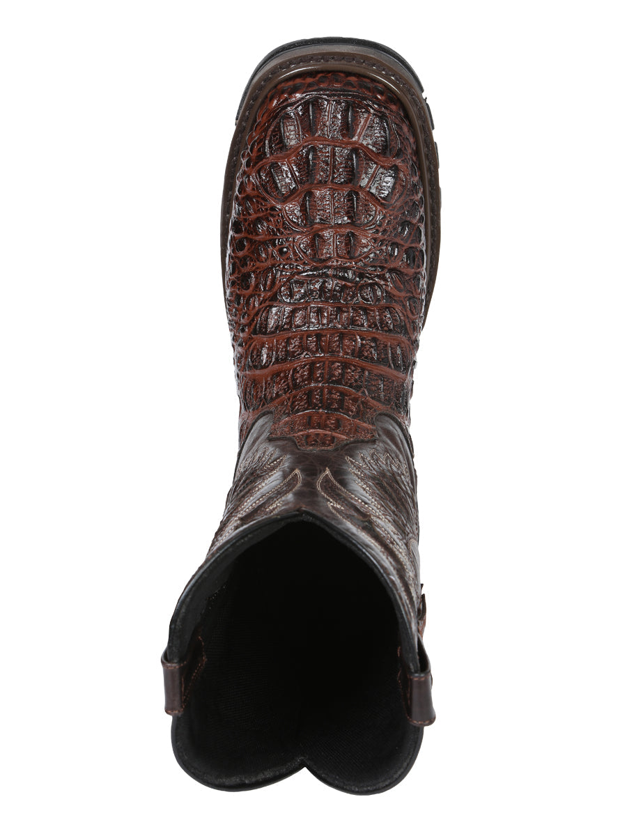 Men's El General Work Boot Caiman Print Leather - Brown 45813