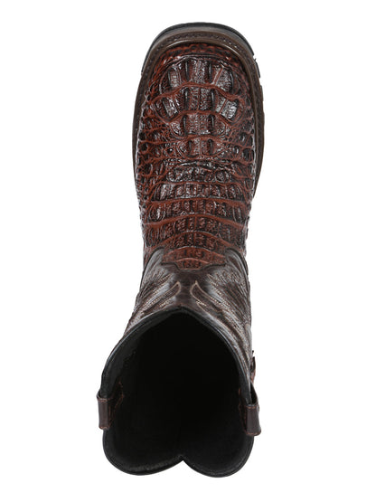 Men's El General Work Boot Caiman Print Leather - Brown 45813