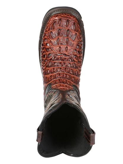 Men's El General Work Boots Caiman Print Leather - Cognac 45815