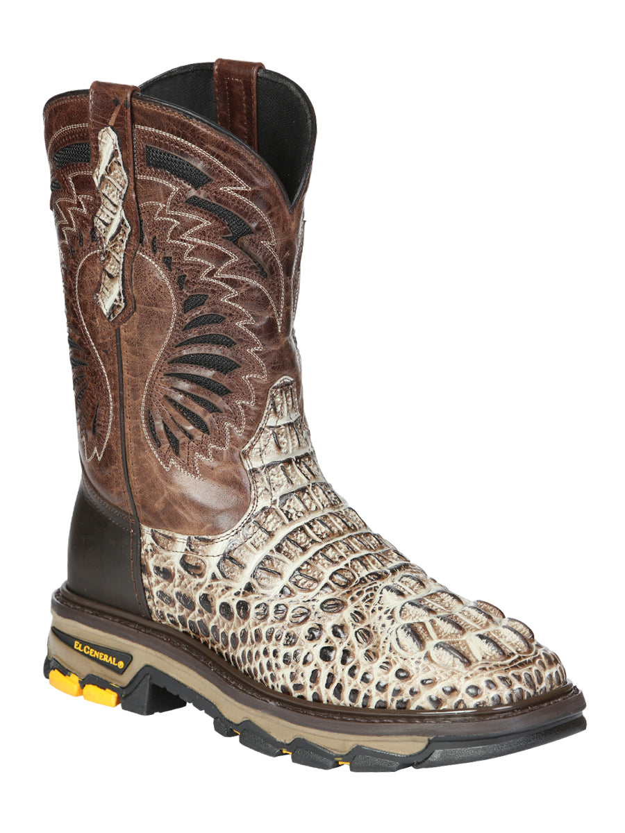Men's El General Work Boots Caiman Print Leather - Sand 45816
