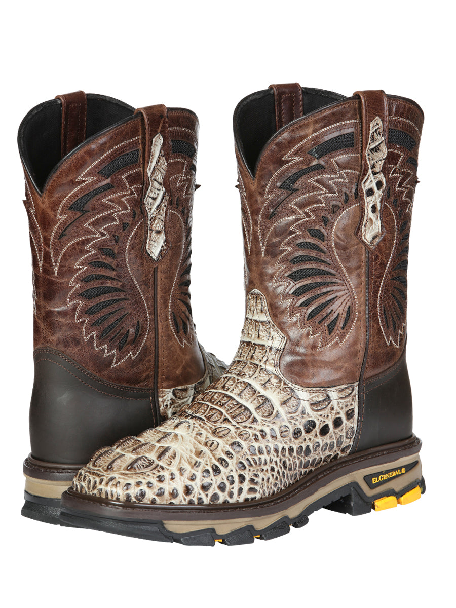 Men's El General Work Boots Caiman Print Leather - Sand 45816