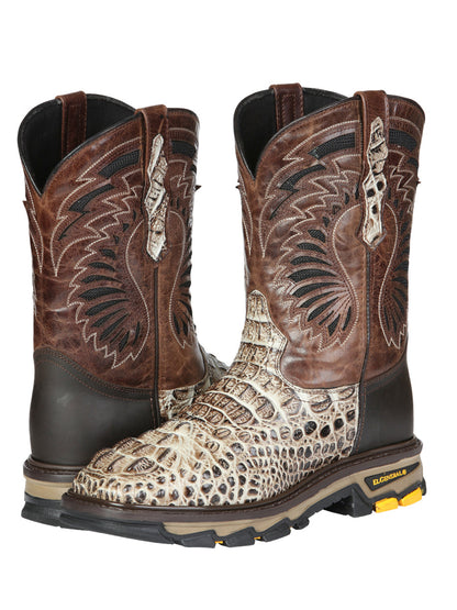 Men's El General Work Boots Caiman Print Leather - Sand 45816