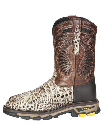 Men's El General Work Boots Caiman Print Leather - Sand 45816