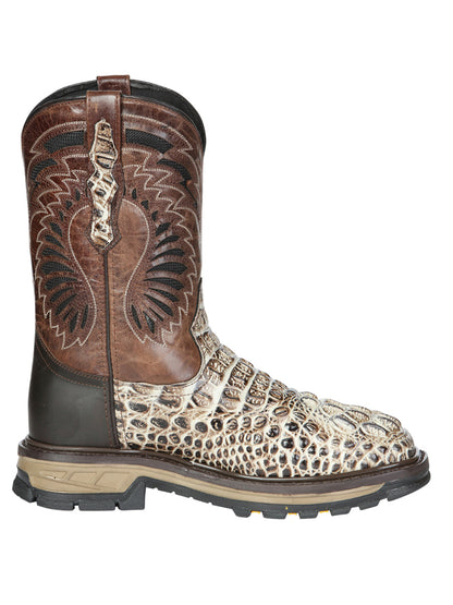 Men's El General Work Boots Caiman Print Leather - Sand 45816