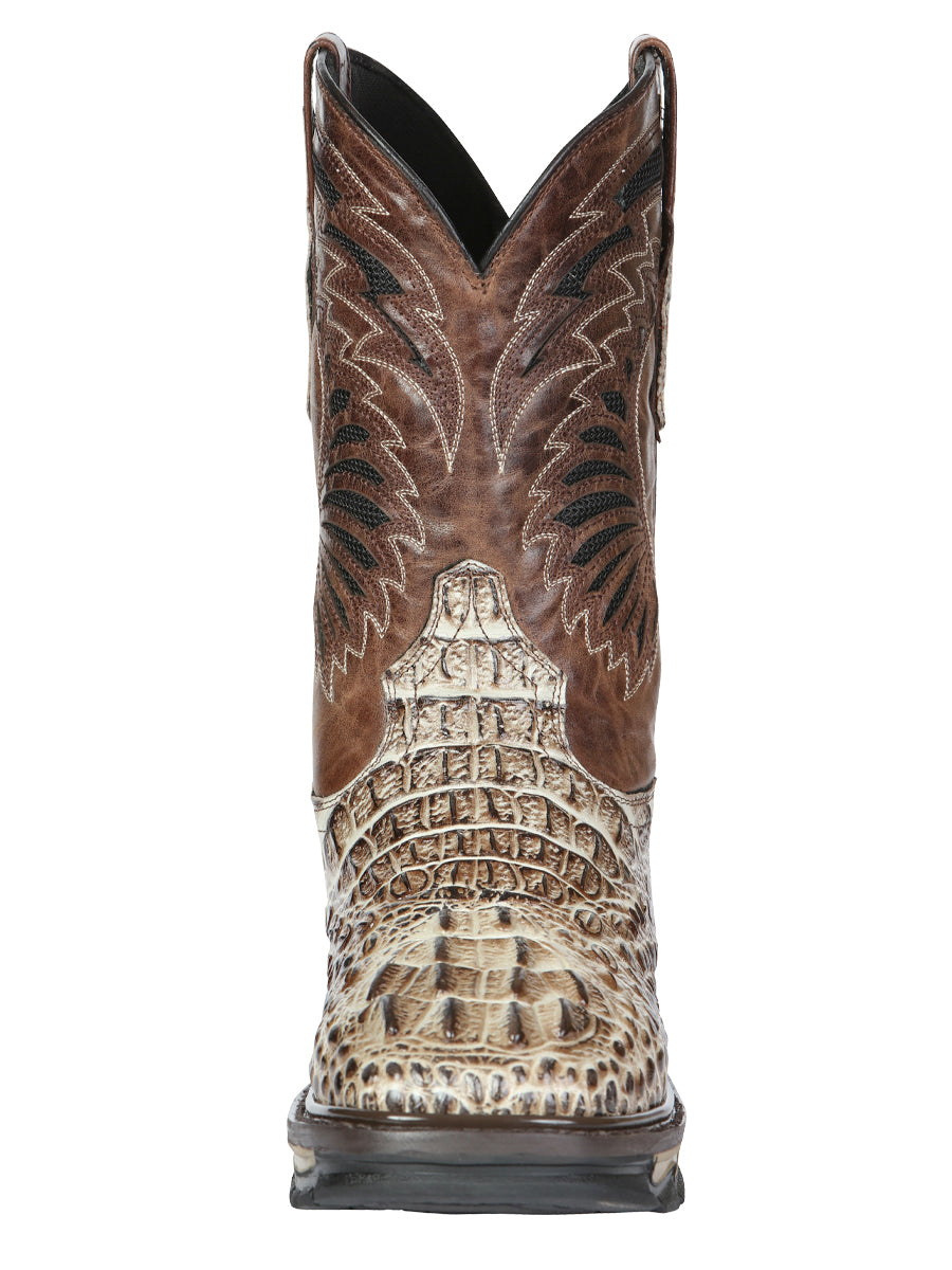 Men's El General Work Boots Caiman Print Leather - Sand 45816