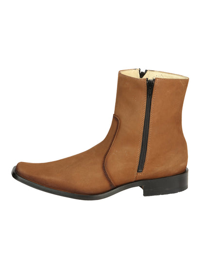 EL Besserro Men's Double Zipper Dress Boot - Nobuck Tan 45830
