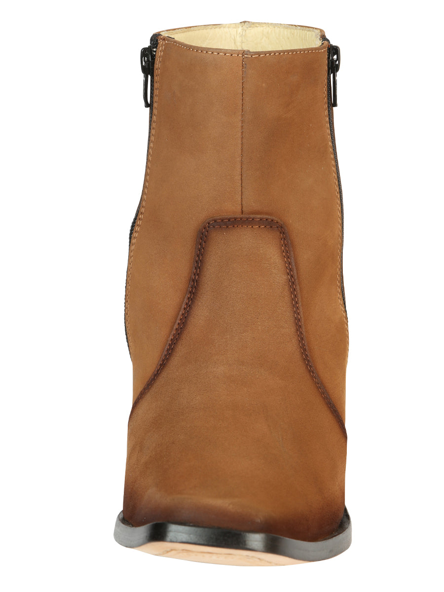 EL Besserro Men's Double Zipper Dress Boot - Nobuck Tan 45830