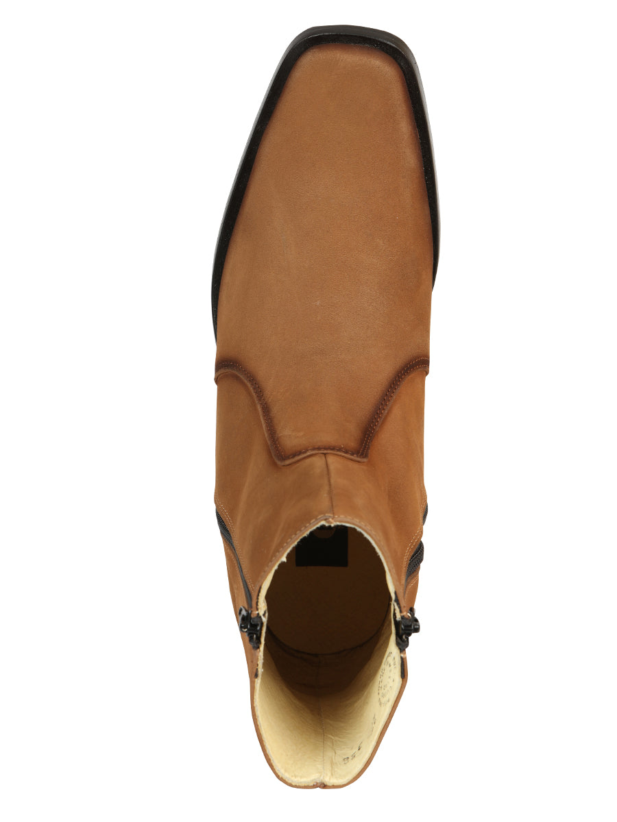 EL Besserro Men's Double Zipper Dress Boot - Nobuck Tan 45830