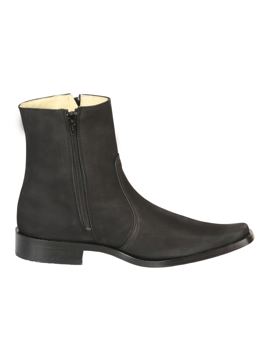 EL Besserro Men's Double Zipper Dress Boot - Nobuck Black 45831