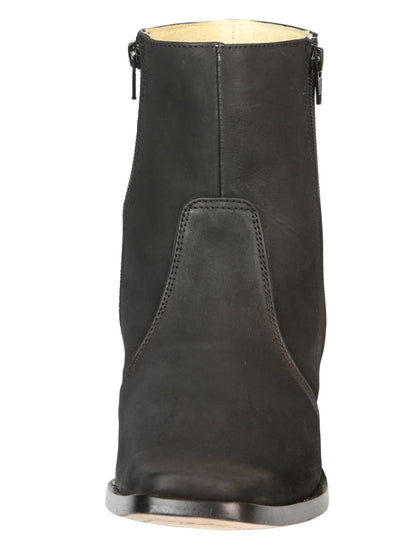EL Besserro Men's Double Zipper Dress Boot - Nobuck Black 45831