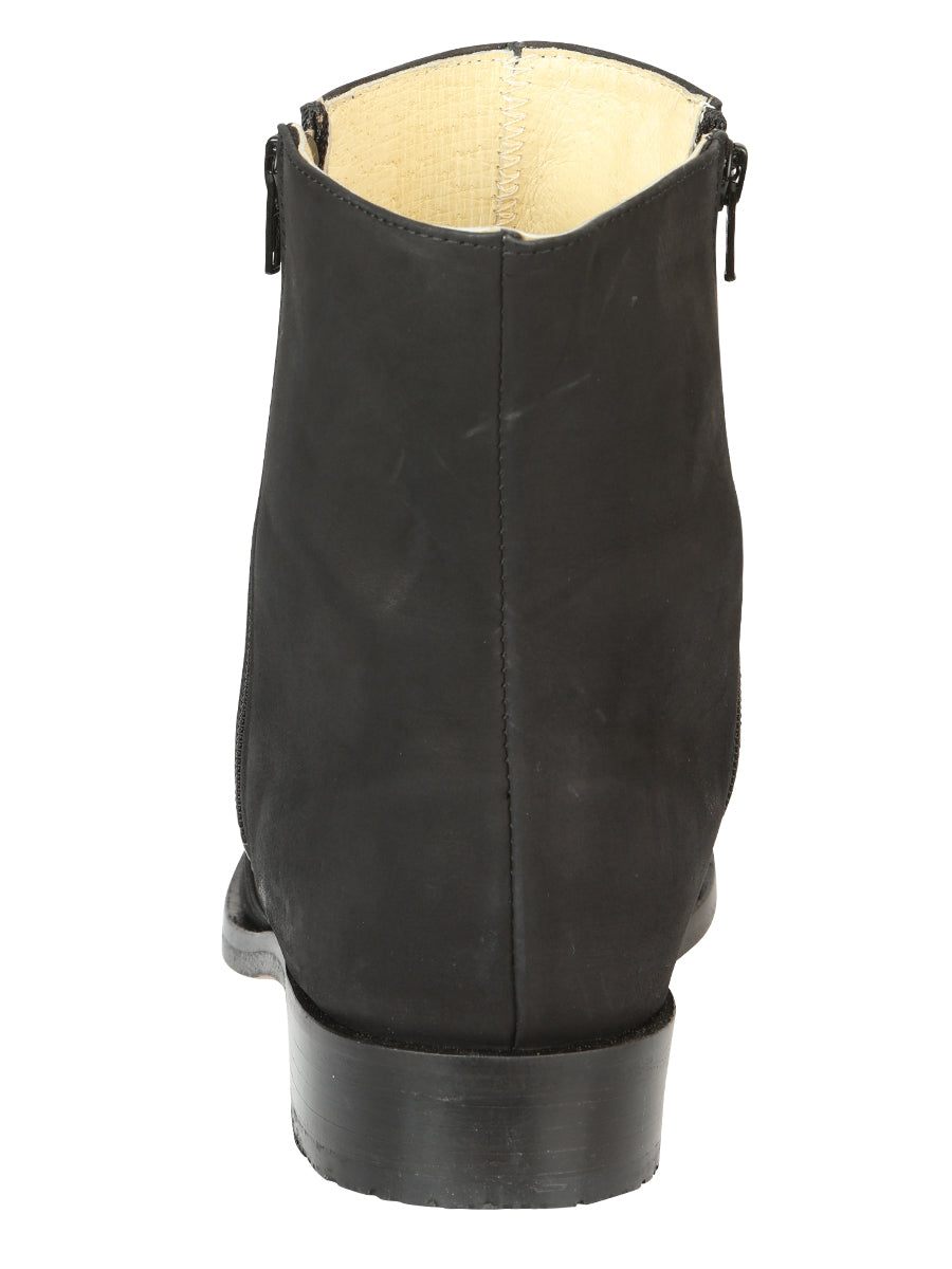 EL Besserro Men's Double Zipper Dress Boot - Nobuck Black 45831